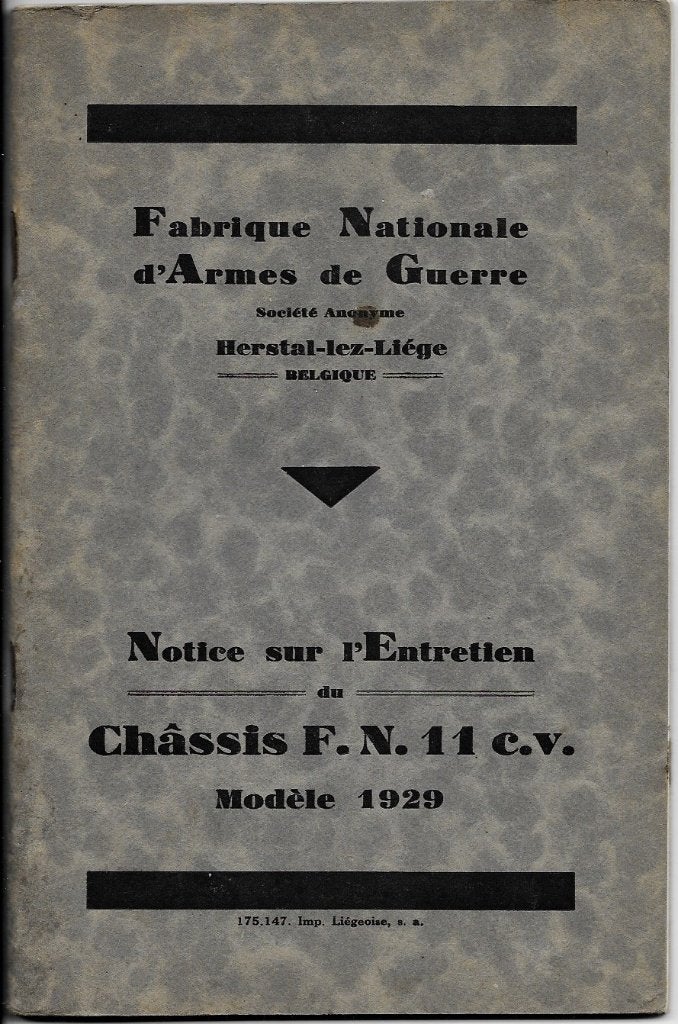 FN Herstal 11 cv handleiding entretien notice 1929, Verzenden