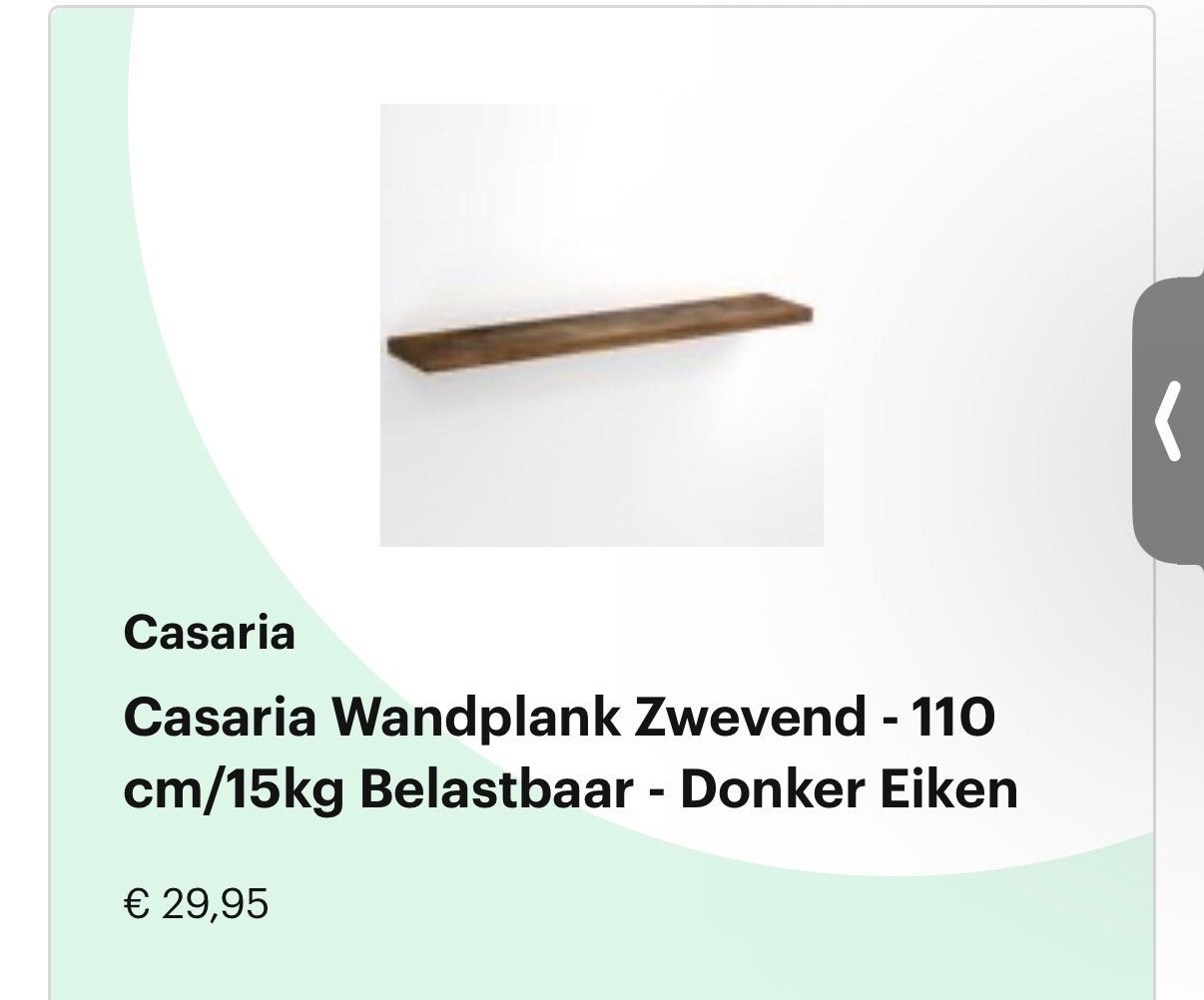 Casaria Wandplank Zwevend - Donker Eiken - Nieuw, Ophalen of Verzenden, Nieuw