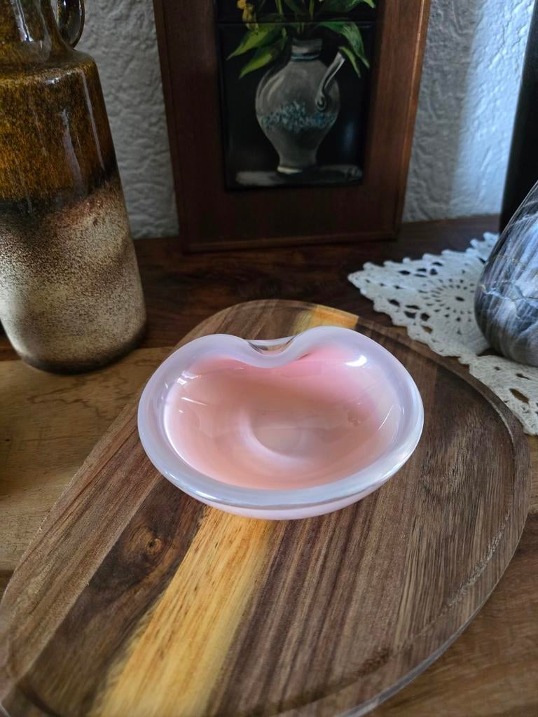 Vintage roze Murano stijl glazen schaal / asbak – opaline, Ophalen of Verzenden