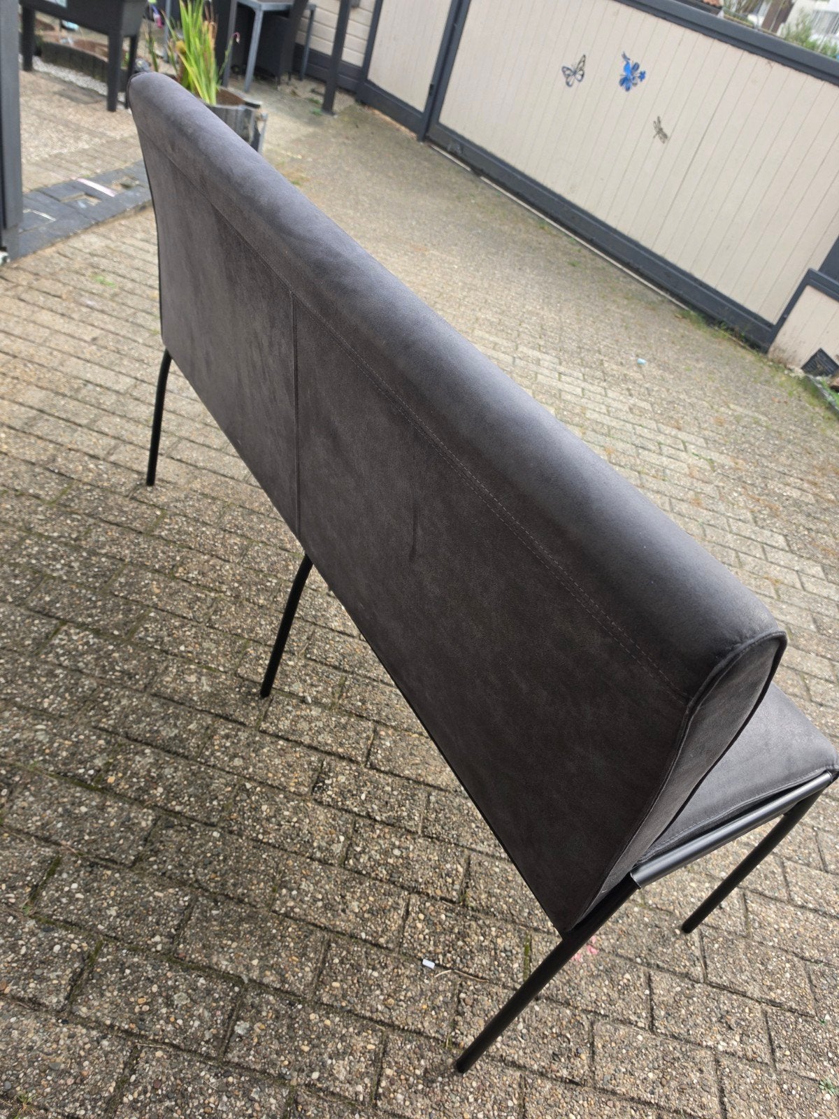 Stijlvolle antraciete eetbank - Comfortabel en modern, Huis en Inrichting, Ophalen, Gebruikt, Modern, Industrieel, Minder dan 75 cm