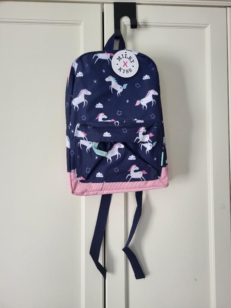 Nieuw! Milky Kiss rugzak, navy, roze, paarden, 34 x 23 x 13, Ophalen of Verzenden, Nieuw, Overige merken, 30 tot 45 cm