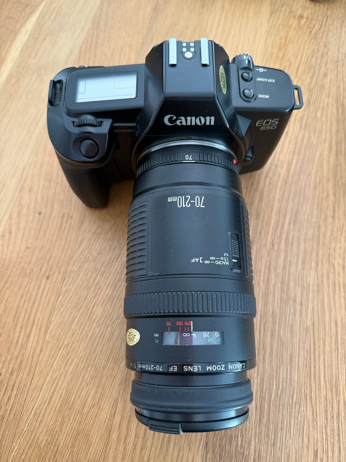 Canon Analoge Camera met EF 70-210mm Lens en Soligor Filter, Ophalen of Verzenden, Gebruikt, Spiegelreflex, Canon