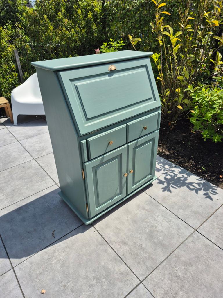 Vintage Secretaire / Bureau - Groen - 87x48x120 cm, Huis en Inrichting, Ophalen, Gebruikt, Vintage, Landelijk, Klassiek
