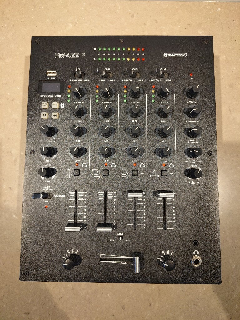 Omnitronic PM-422P DJ Mixer met Bluetooth & USB zgan, Muziek en Instrumenten, Mengpanelen, Ophalen, Zo goed als nieuw, Minder dan 5 kanalen