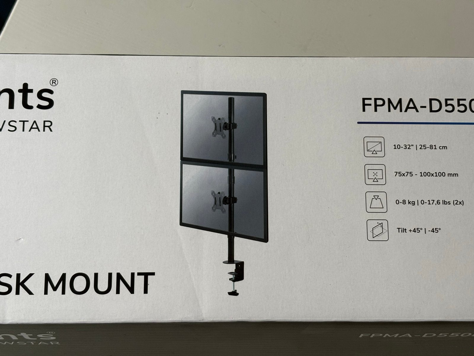 Neomounts FPMA-D550DVBLACK Monitor Desk Mount, Ophalen of Verzenden, Zo goed als nieuw