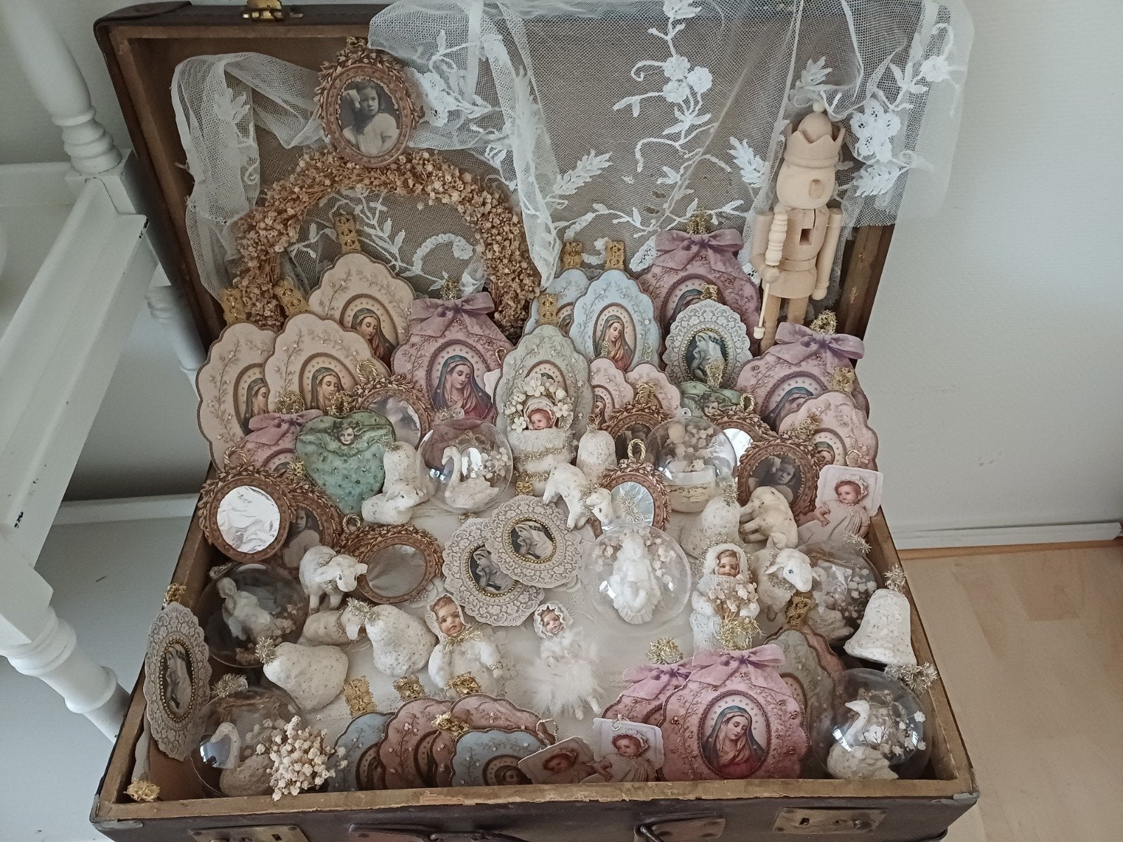 Mooie brocante en handgemaakte kerst decoratie, Antiek en Kunst, Ophalen of Verzenden