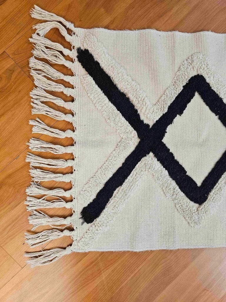 Bohemian Vloerkleed 82/50 cm, Zwart, Zo goed als nieuw, DJT De Juiste Toon, Rechthoekig