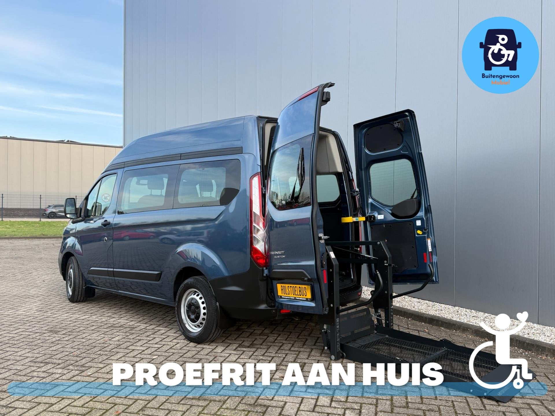 Ford Transit Custom Automaat Rolstoelbus (2019) Airco, Auto's, 12 maanden, Gebruikt, Zwart, 4 cilinders