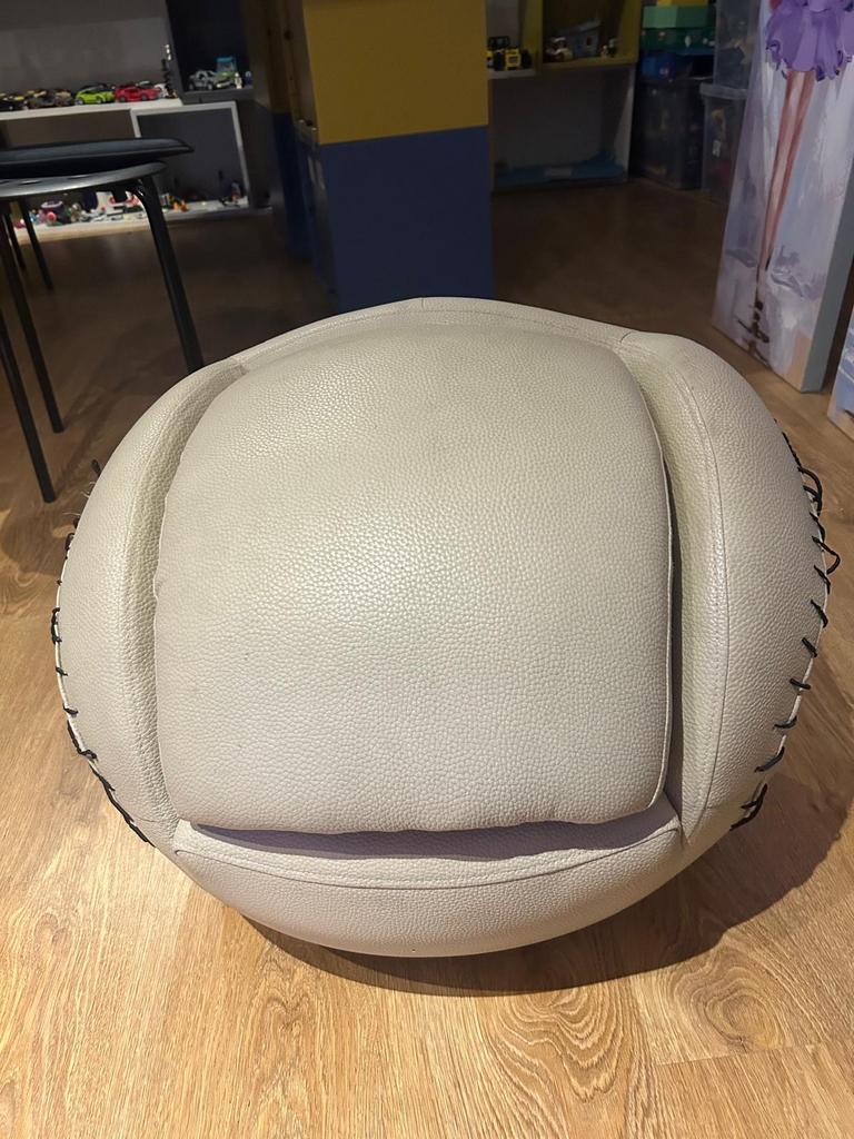 Honkbal Leren fauteuil met voetenbank voor jonge kinderen, Ophalen, Zo goed als nieuw