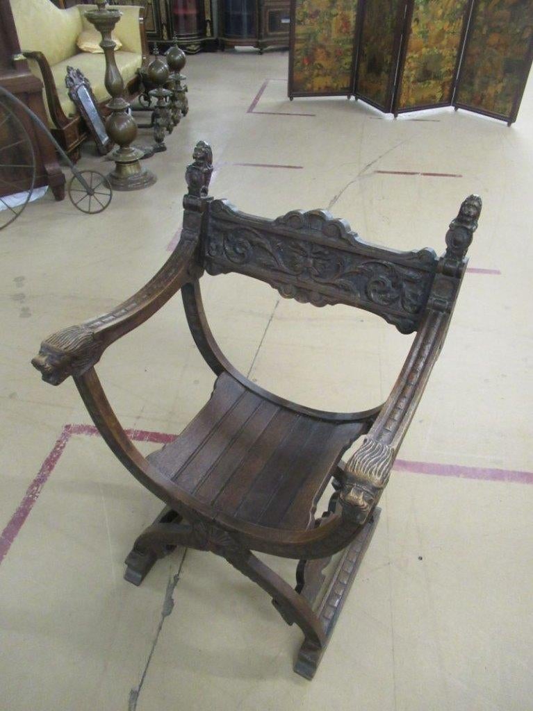 Oer 11679 ANTIEKE 19e eeuwse eikenhouten Dagobert stoel, Ophalen