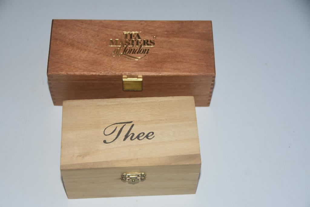 2 houten Theedozen Theedoos Theekist, Verzenden, Hout