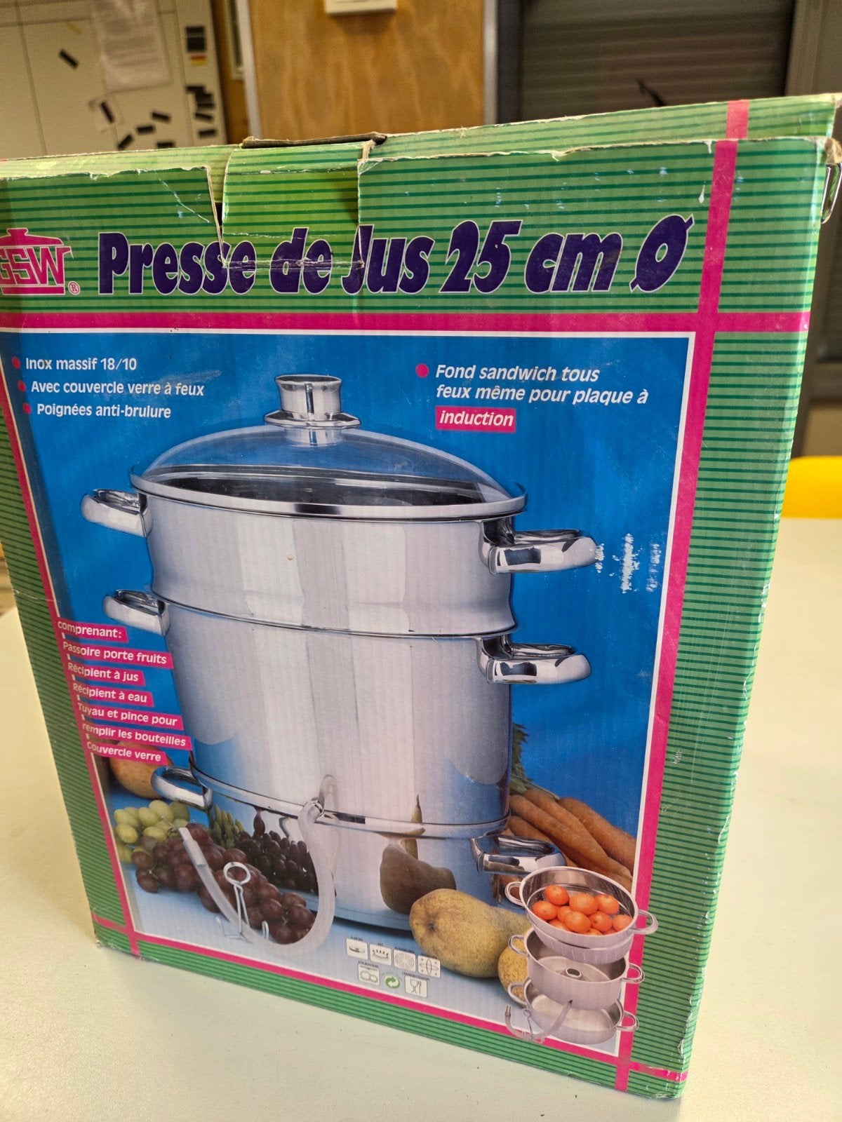 GSW Roestvrijstalen Sapcentrifuge 25 cm Ø, Huis en Inrichting, Keuken | Keukenbenodigdheden, Ophalen, Overige typen, Zilver, Zo goed als nieuw