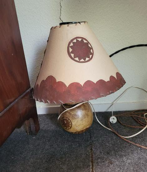 Vintage lamp met kalabas voet, Ophalen, Zo goed als nieuw