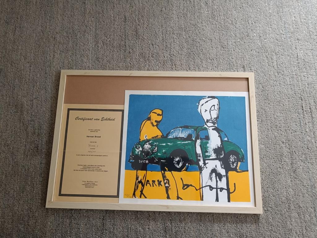 Herman Brood Zeefdruk 'Jaguar MK2' met Certificaat, Antiek en Kunst, Kunst | Litho's en Zeefdrukken, Ophalen of Verzenden