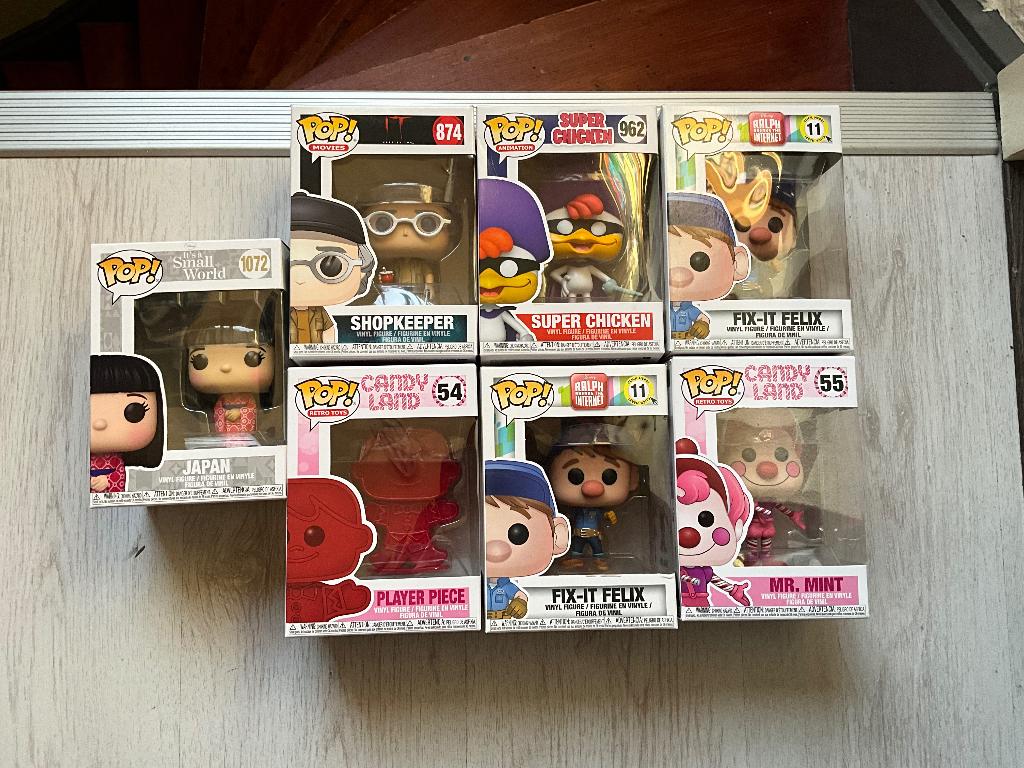 7 verschillende funko. opruiming gemixt zie foto, Pop, Beeldje of Miniatuur, Ophalen of Verzenden, Zo goed als nieuw, 7 verschillende funko. opruiming gemixt zie foto