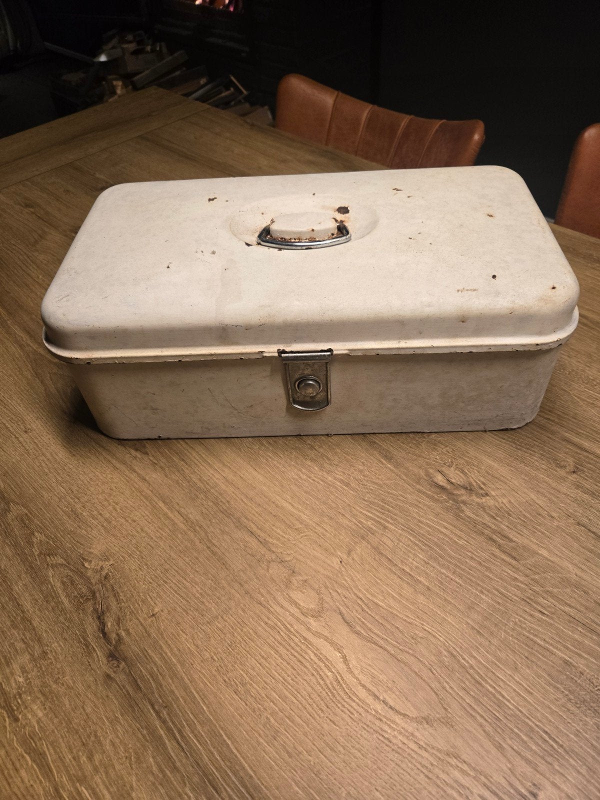 Vintage Broodtrommel - Wit geëmailleerd, Ophalen of Verzenden