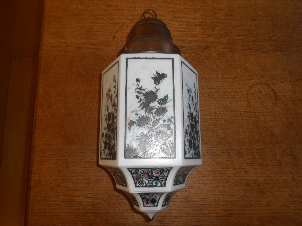 Art Deco hanglamp / plafondlamp, 49 cm, Gebruikt, Hanglamp, Wit