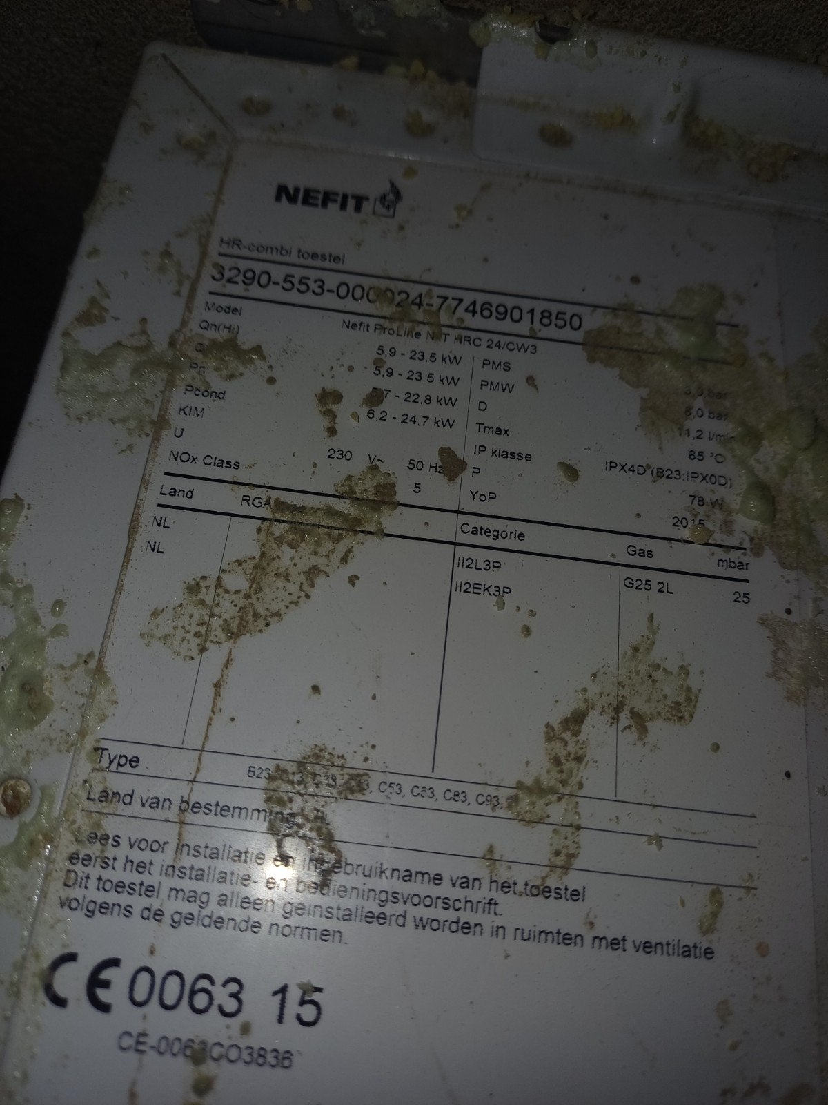 Nefit proline hrc24 cw3, Ophalen, Gebruikt, Geiser, Minder dan 20 liter