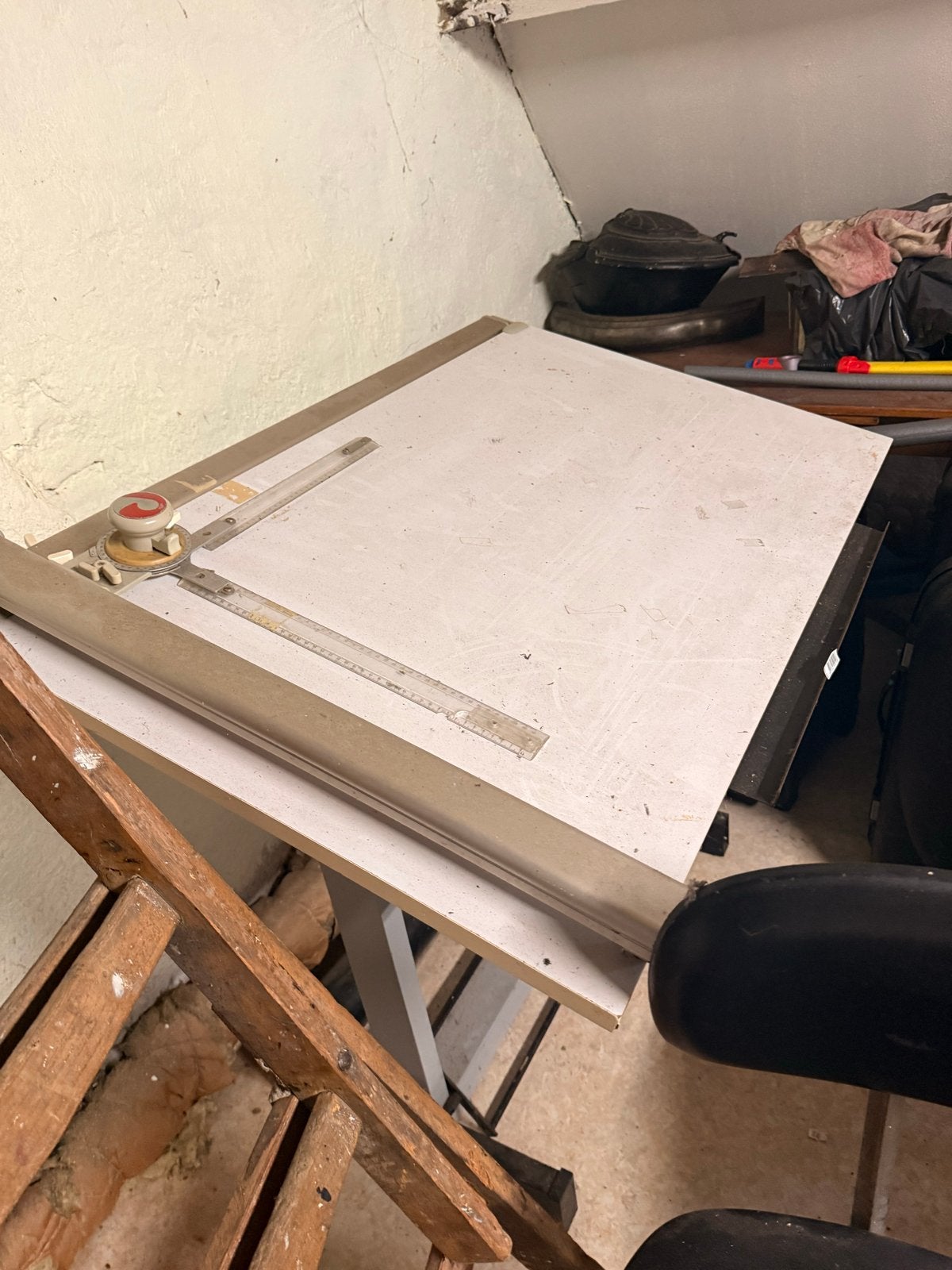 Gebruikte tekentafel met liniaal, Ophalen of Verzenden, Gebruikt, Minder dan 130 cm