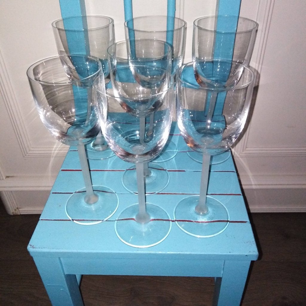 Wijnglazen met een frozen steel 7 stuks, Ophalen, Glas of Glazen, Gebruikt, Glas