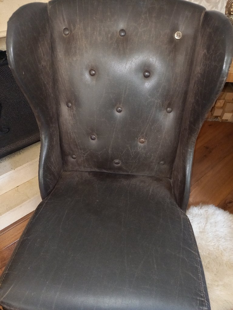 Riviera maison wing chair 2 stuks, Ophalen, Gebruikt, Twee, Bruin
