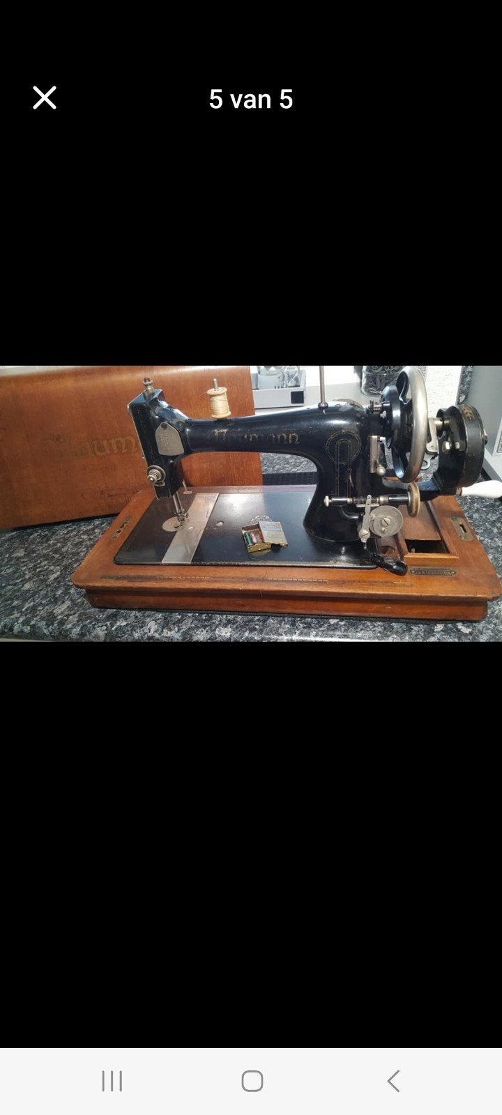Antieke Naumann Naaimachine met Houten Koffer, Ophalen