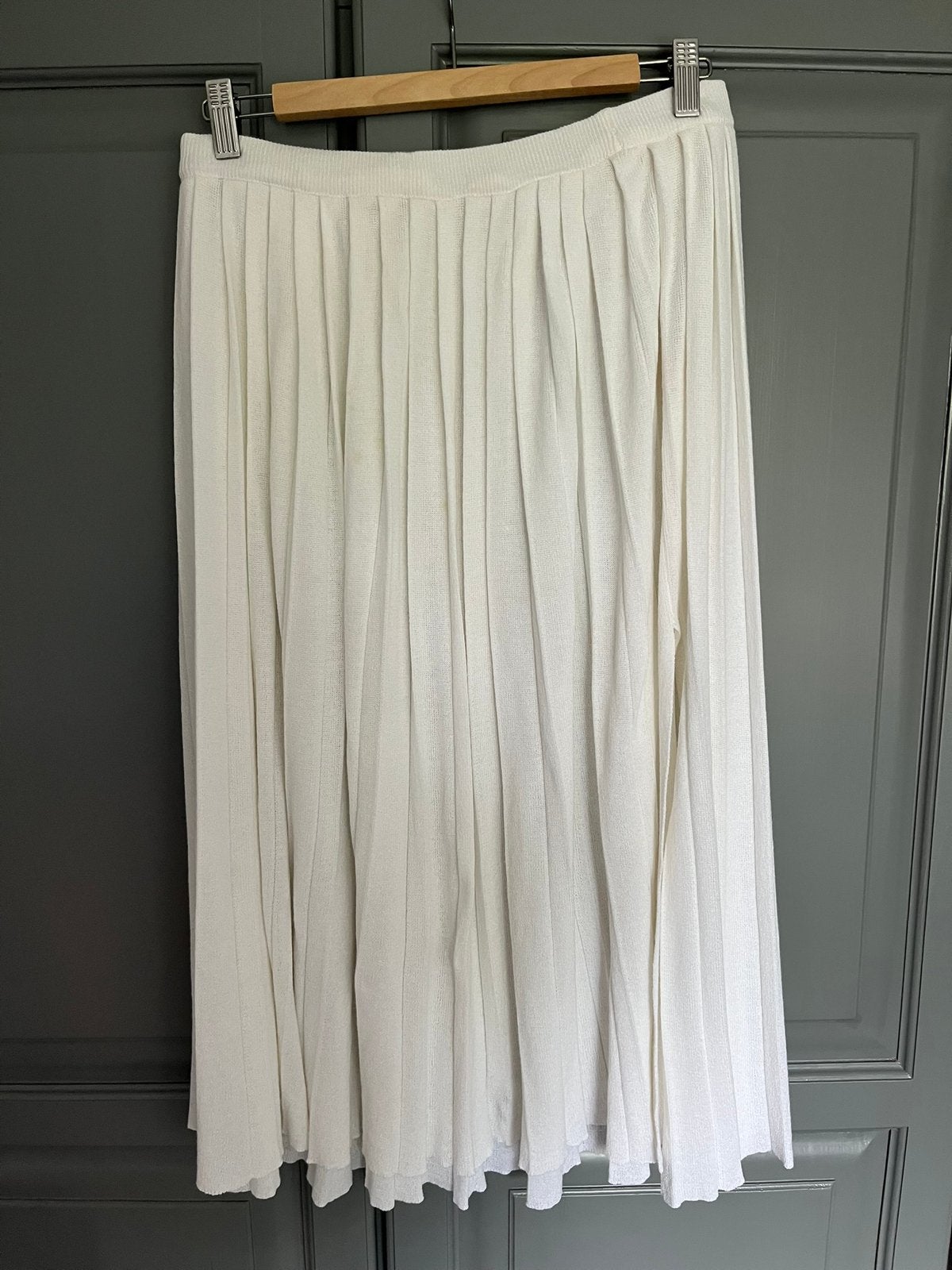 Tricot plissė rok wit maat L, Verzenden, Wit, Maat 42/44 (L), Gedragen