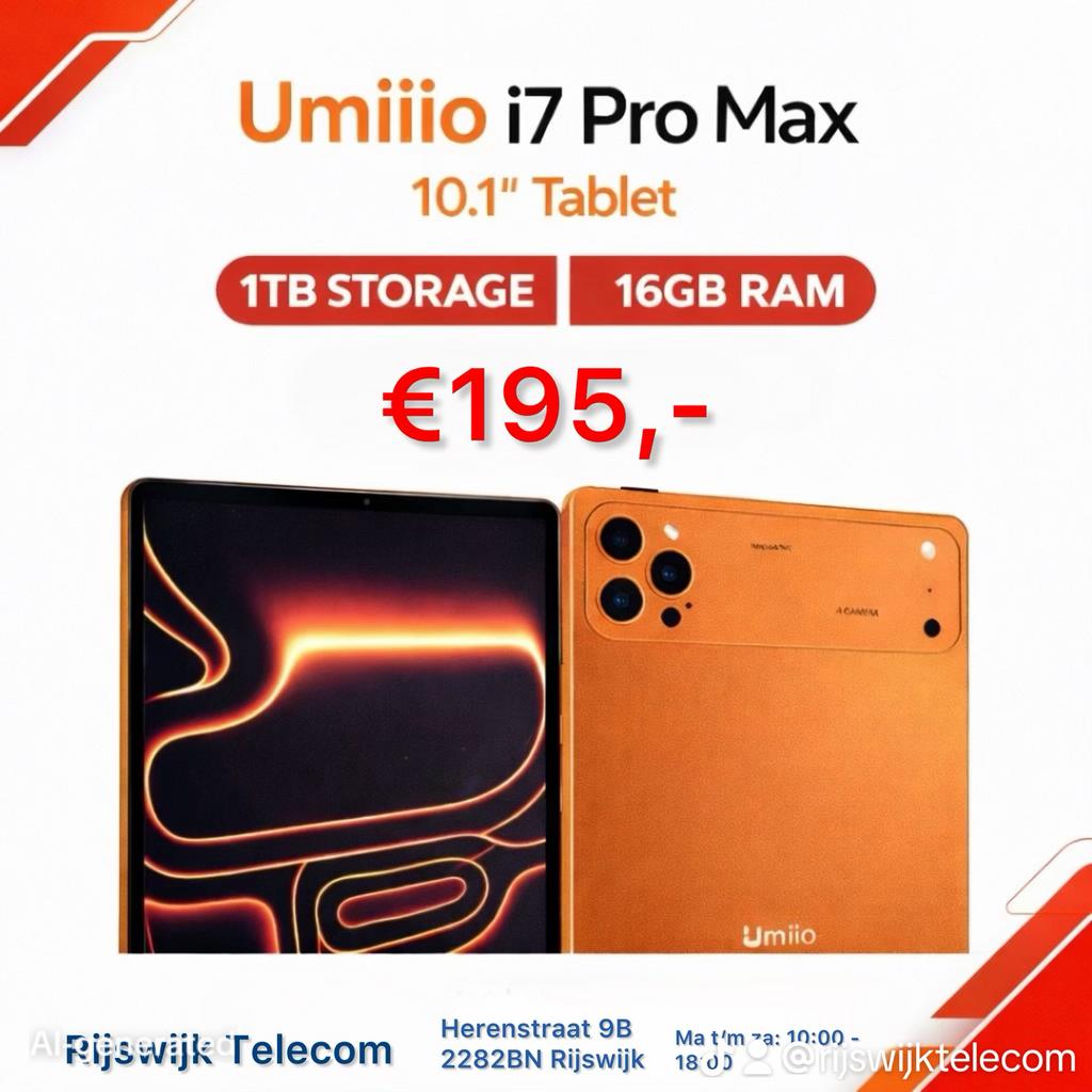 I7 Pro max tablet, 2282BN, Touchscreen, Nieuw, Oranje