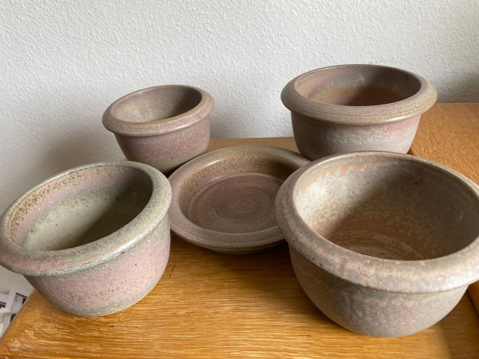 Set vintage bloempotten van Ciro Loré Keramiek, Beesel, Ophalen, Rond, Binnen, Zo goed als nieuw