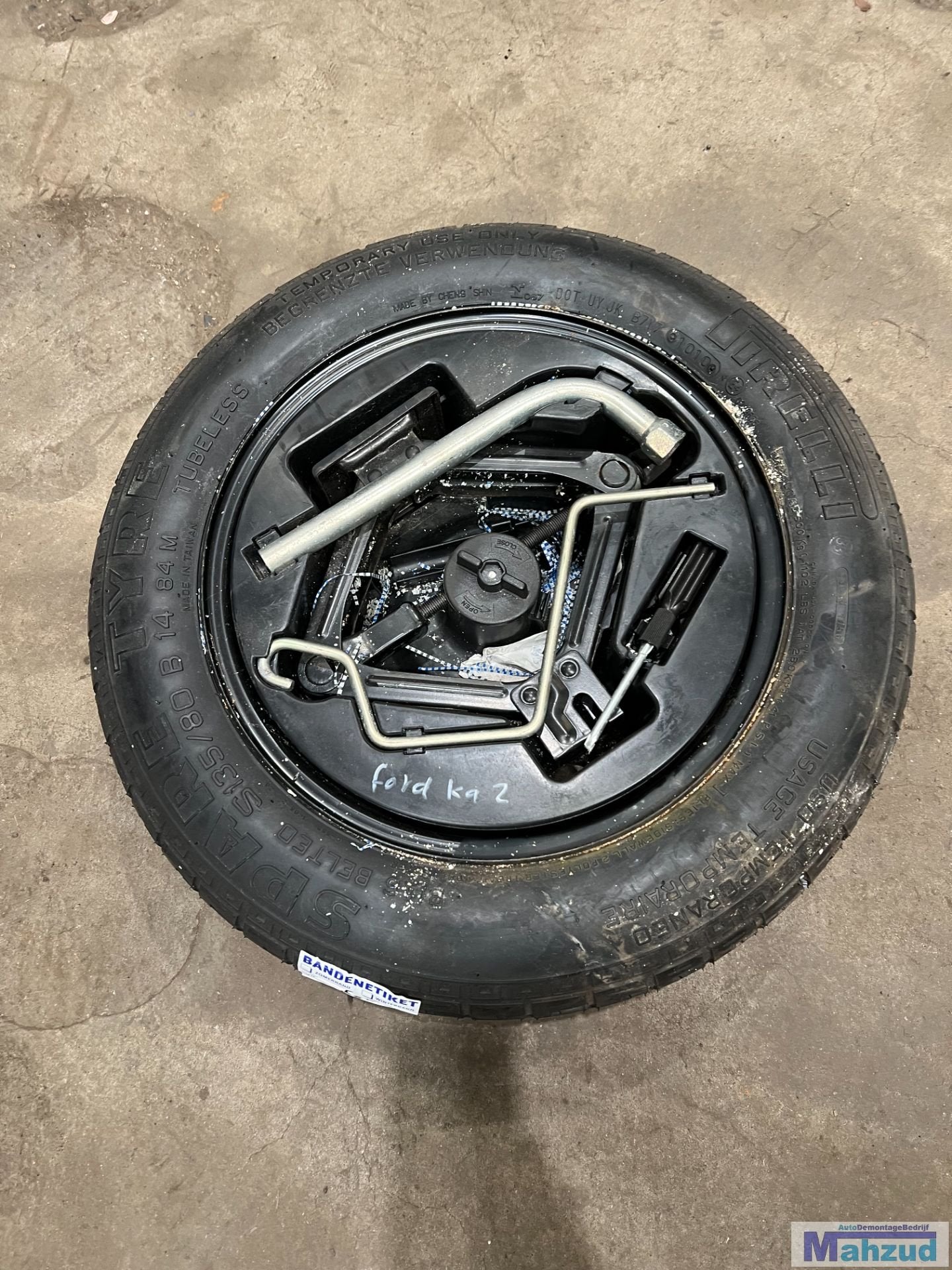 FORD KA 2 Thuiskomer krikset 4x98 58.1 14 inch reservewiel, Auto-onderdelen, Banden en Velgen, Gebruikt, Info@ford.com, Ophalen of Verzenden