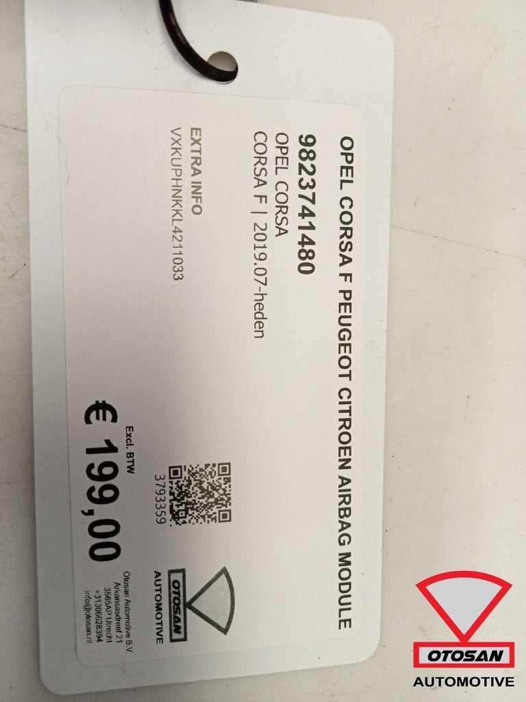 Opel Corsa F Peugeot Citroen Airbag Module 9823741480, Gebruikt, Opel Automobile GmbH, Ophalen of Verzenden, Kontakt@opel-infoservice.de