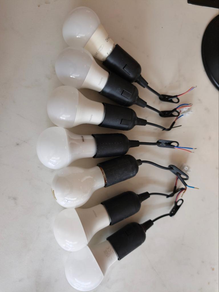 7x Verhuisfitting E27 met LED lampen, Ophalen of Verzenden, Gebruikt