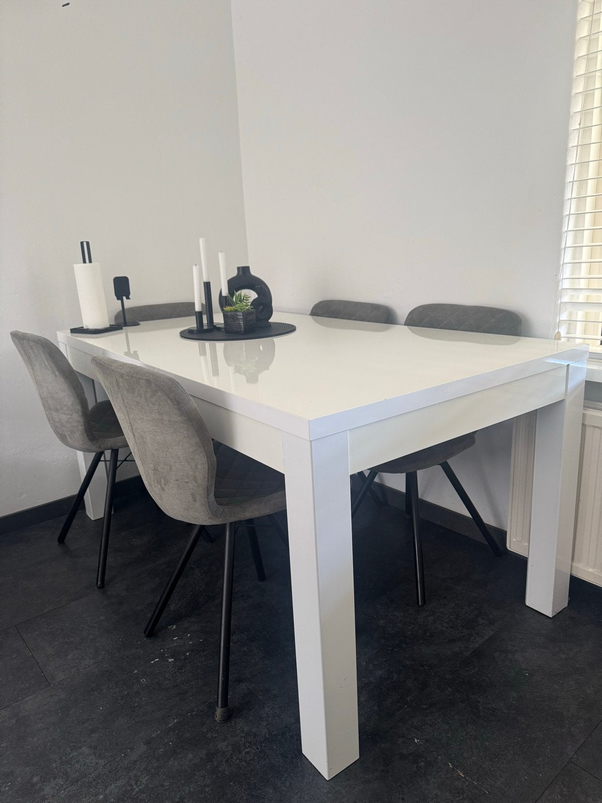 Witte hoogglans eettafel 170x100 cm, Ophalen, Overige materialen, Gebruikt, 100 tot 150 cm