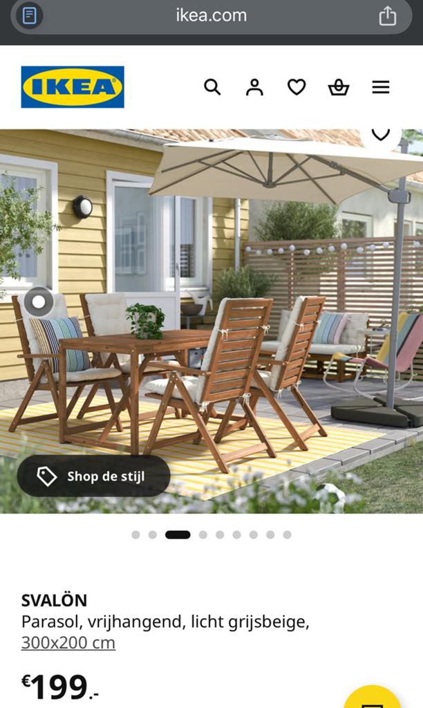 SVALÖN, Tuin en Terras, Parasols, Ophalen, Zweefparasol, 1 tot 2 meter, Verstelbaar