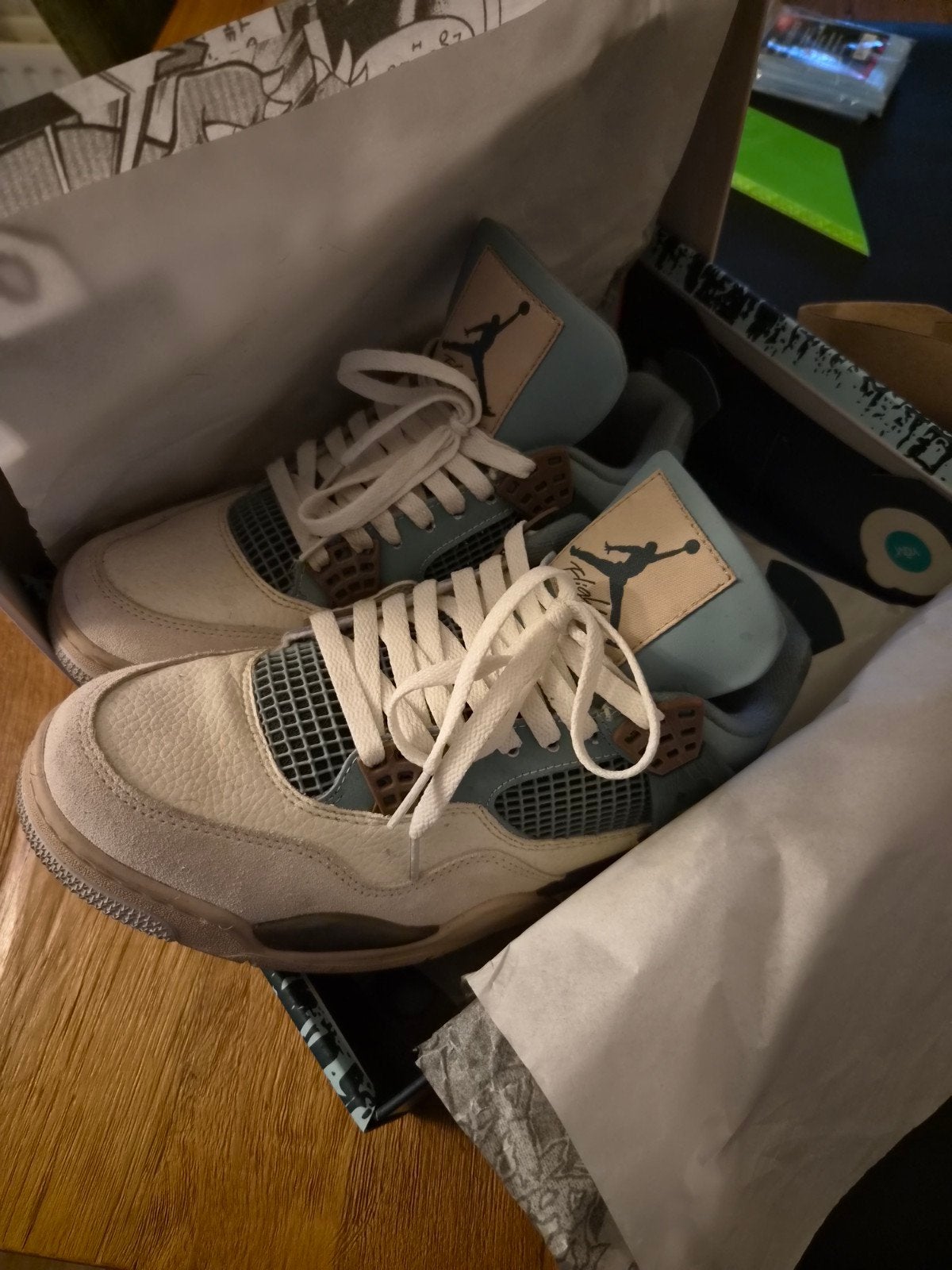 Air Jordan 4 "Snorlax Custom" - US 9.5 / EU 43, Overige kleuren, Nike Jordan, Ophalen of Verzenden, Sneakers of Gympen