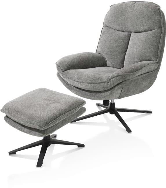 nieuwe relex Fauteuil+Poef, stof grijs, Draai+Kantelbaar H&H, Huis en Inrichting, Fauteuils, Ophalen, Nieuw, Stof, 50 tot 75 cm
