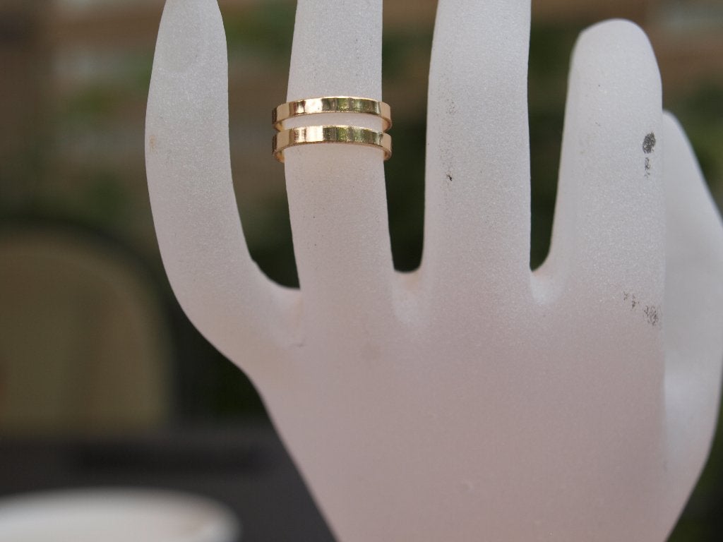 goudkleurige dubbele ring 15 mm, Overige materialen, Nieuw, Ophalen of Verzenden, Kleiner dan 17