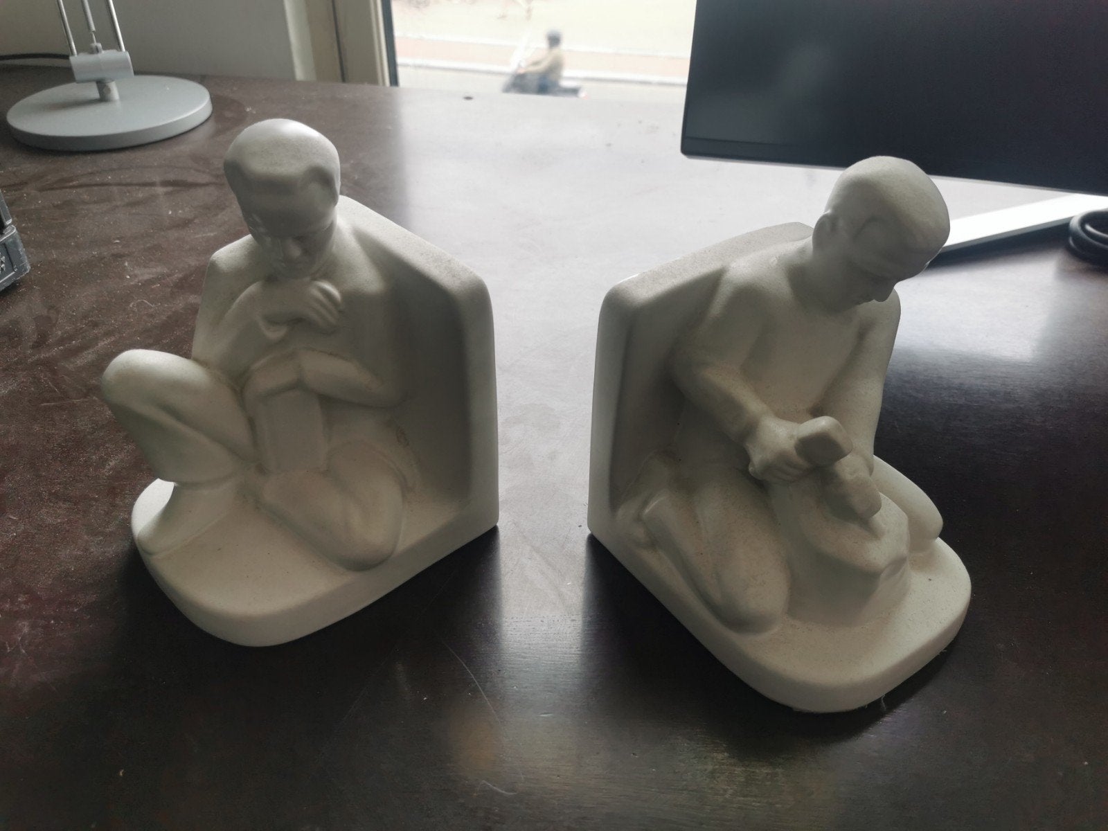 Decoratieve Boekensteunen met Figuren - Wit Keramiek, Gebruikt, Ophalen of Verzenden, Klassiek, Wit