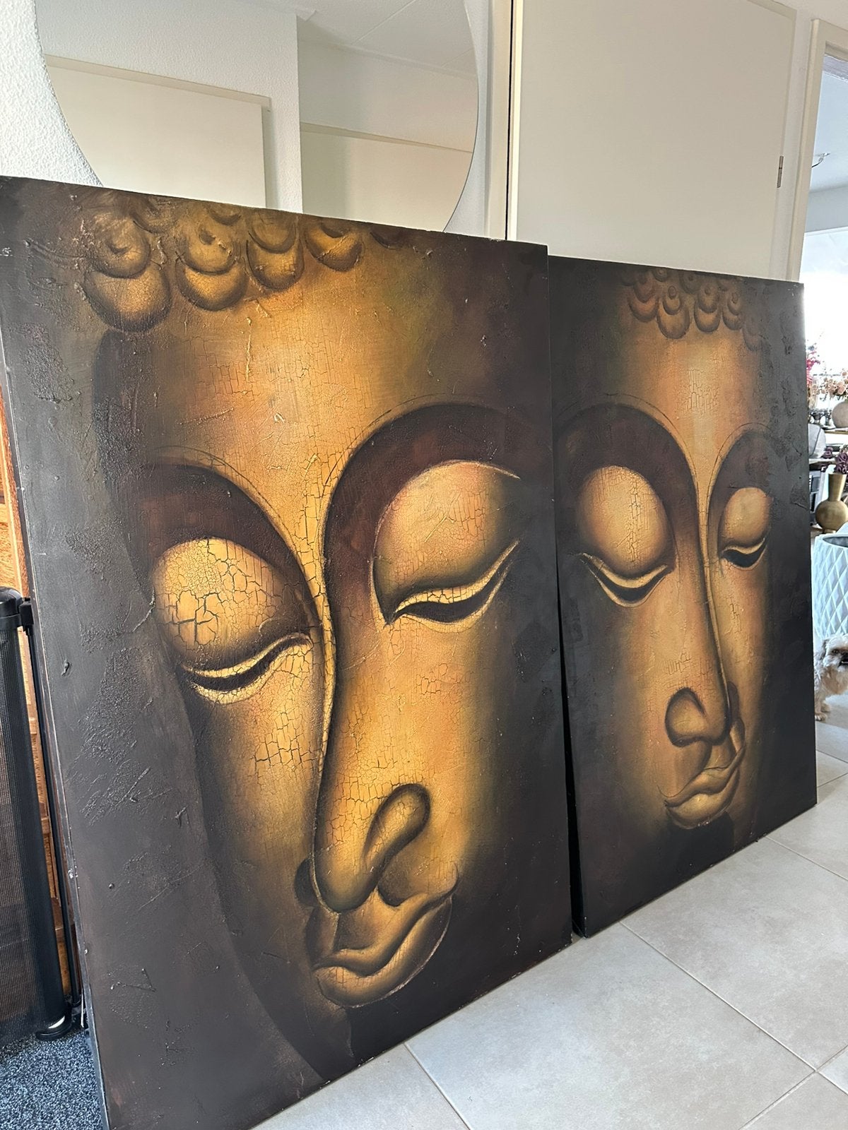 Twee prachtige Boeddha schilderijen Rofra Home, Ophalen, Zo goed als nieuw, Schilderij