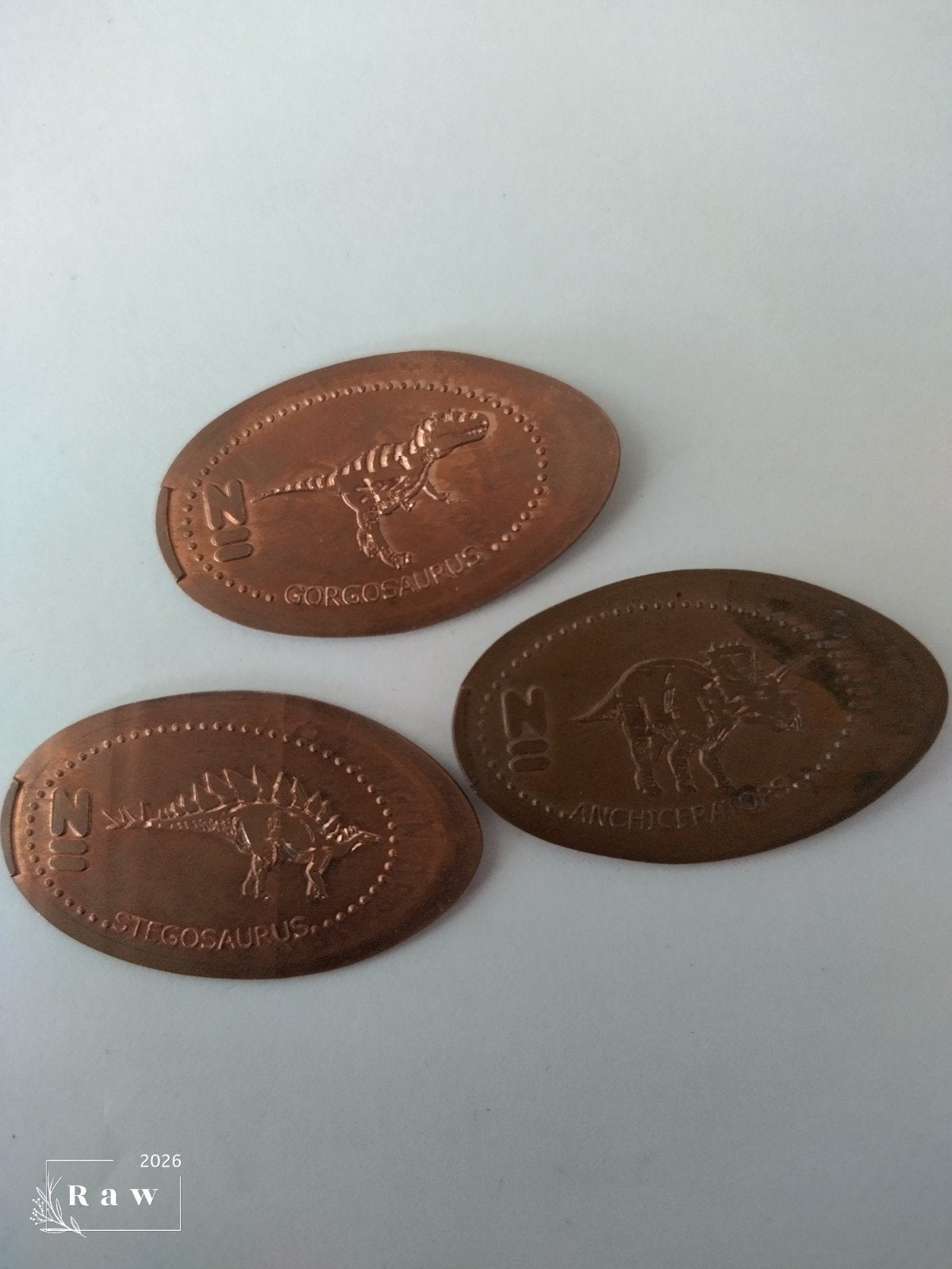 Pressed Pennie: Gorgosaurus, Stegosaurus, Anchiceratops, Ophalen of Verzenden, Gebruikt