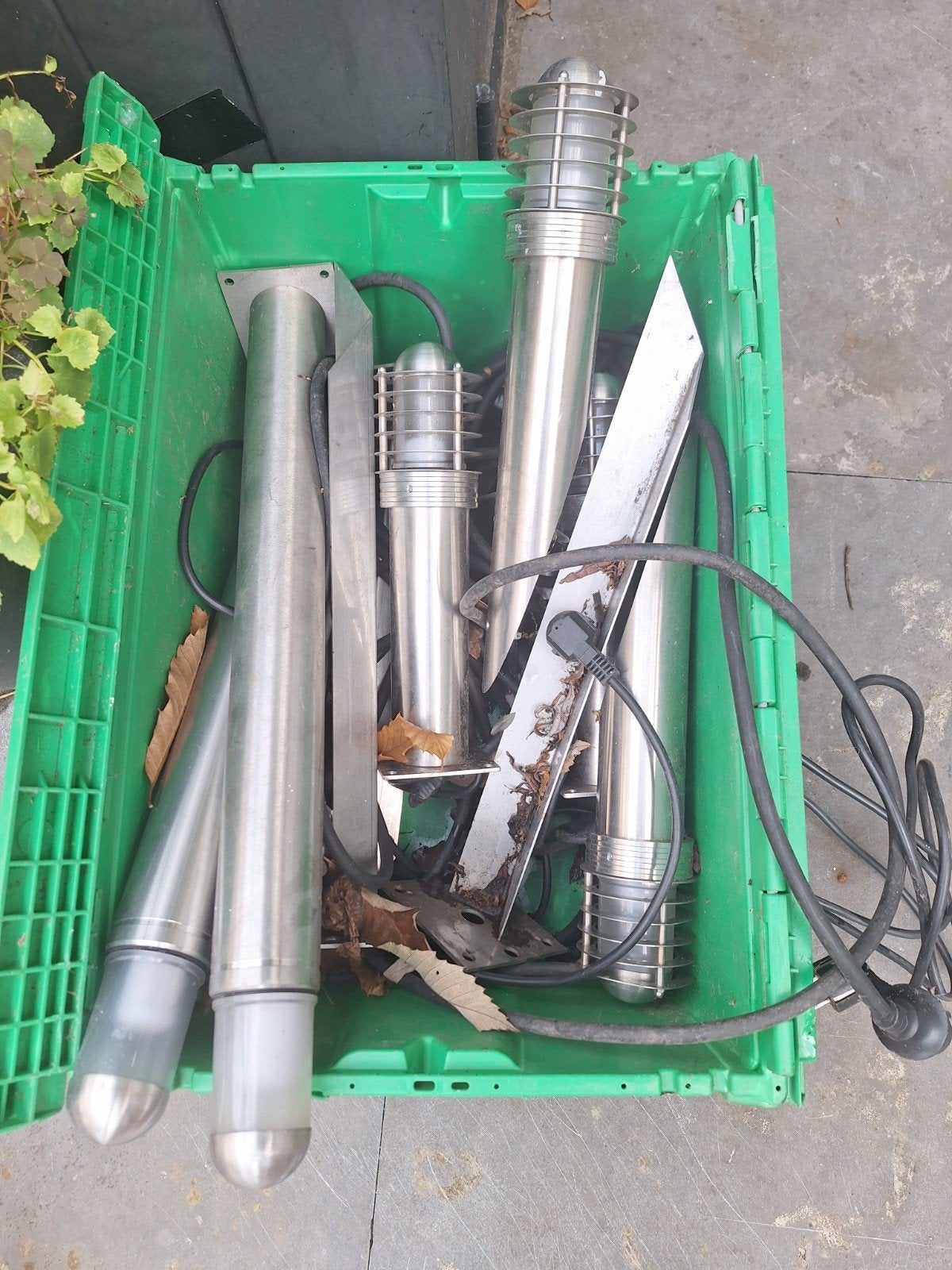 Diverse roestvrijstalen buitenlampen. 8 stuks, Ophalen, Gebruikt, Minder dan 50 watt, Staande lamp