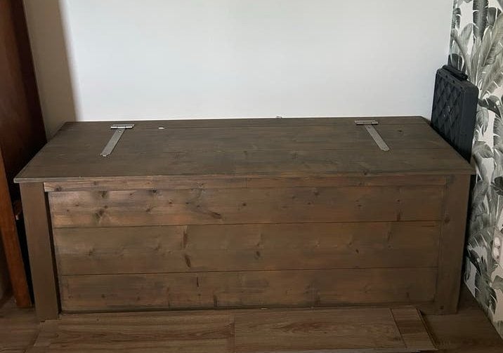 Stevige houten dekenkist 160x60x59, Huis en Inrichting, Ophalen, 50 – 75, Minder dan 50 cm, Gebruikt