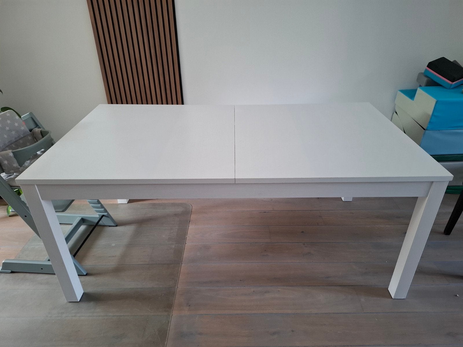 Uitschuifbare eettafel wit, 175-220 cm, Huis en Inrichting, Tafels | Eettafels, Gebruikt, 150 tot 200 cm, Modern, Vier personen