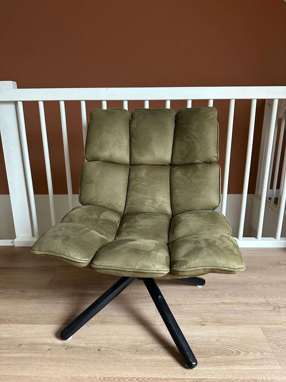 Comfortabele draaifauteuil in olijfgroen, Ophalen, Gebruikt, Overige kleuren, Eén