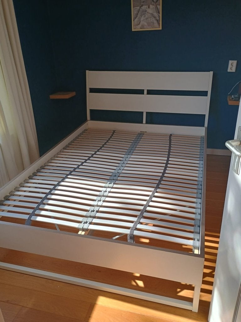 IKEA Trysil bed 140x200 inclusief 2x LÖNSET lattenbodem, Ophalen, Wit, Tweepersoons, 140 cm