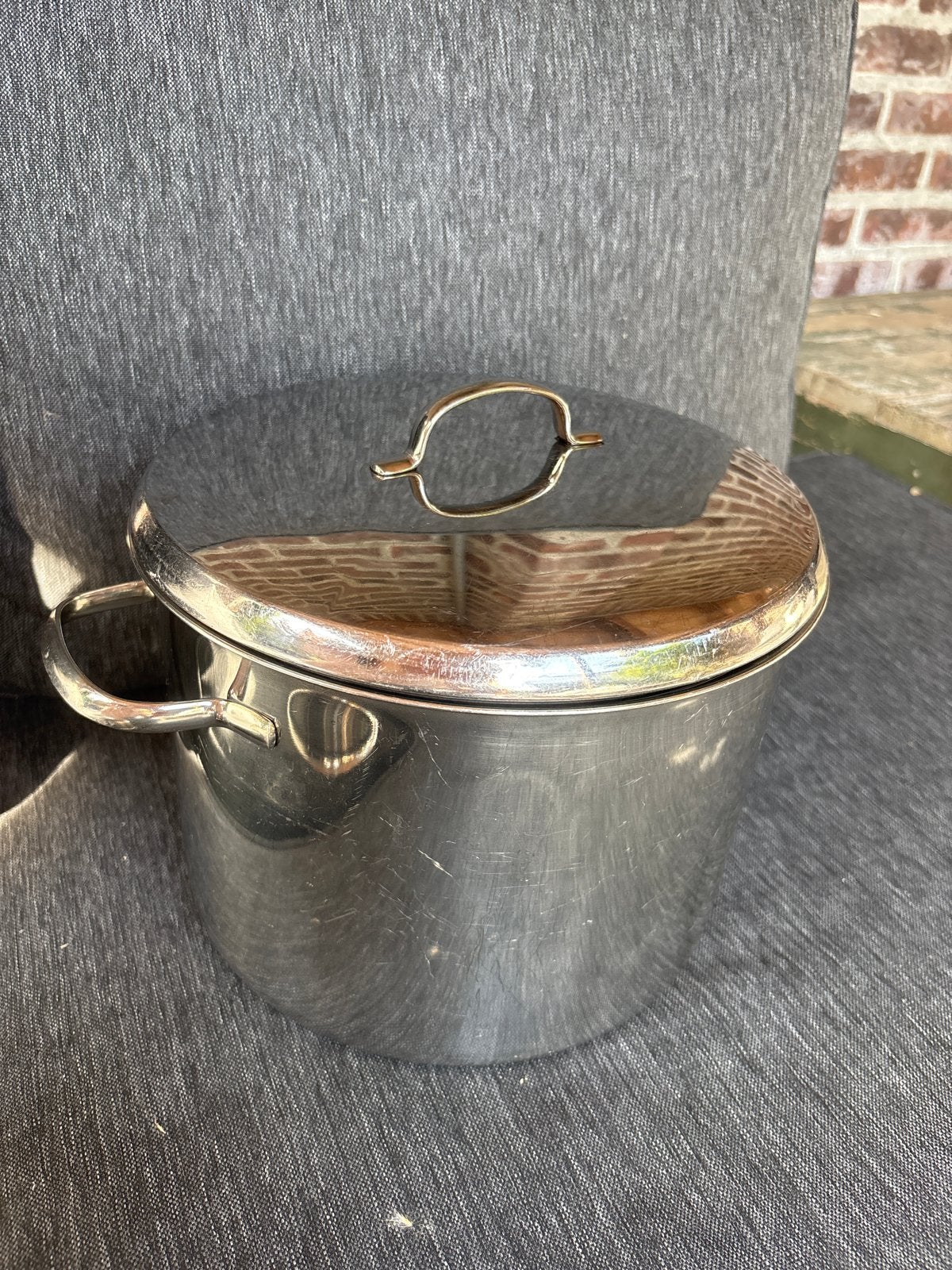 RVS Kookpan met Deksel - Gebruikt, Gebruikt, Met deksel, Ophalen of Verzenden, Rvs