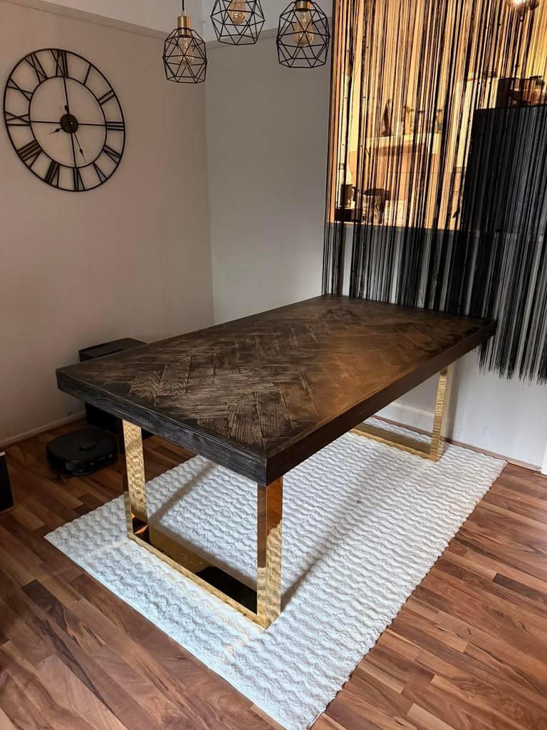 Richmond black bone gold style eettafel, Ophalen, Zo goed als nieuw, 75 m² of meer, Overige typen