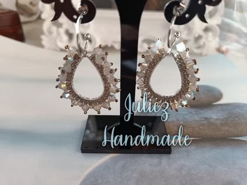 Swarovski druppel oorhangers miyuki kralen "Juliez Handmade", Met kristal, Hangers, Nieuw, Ophalen of Verzenden
