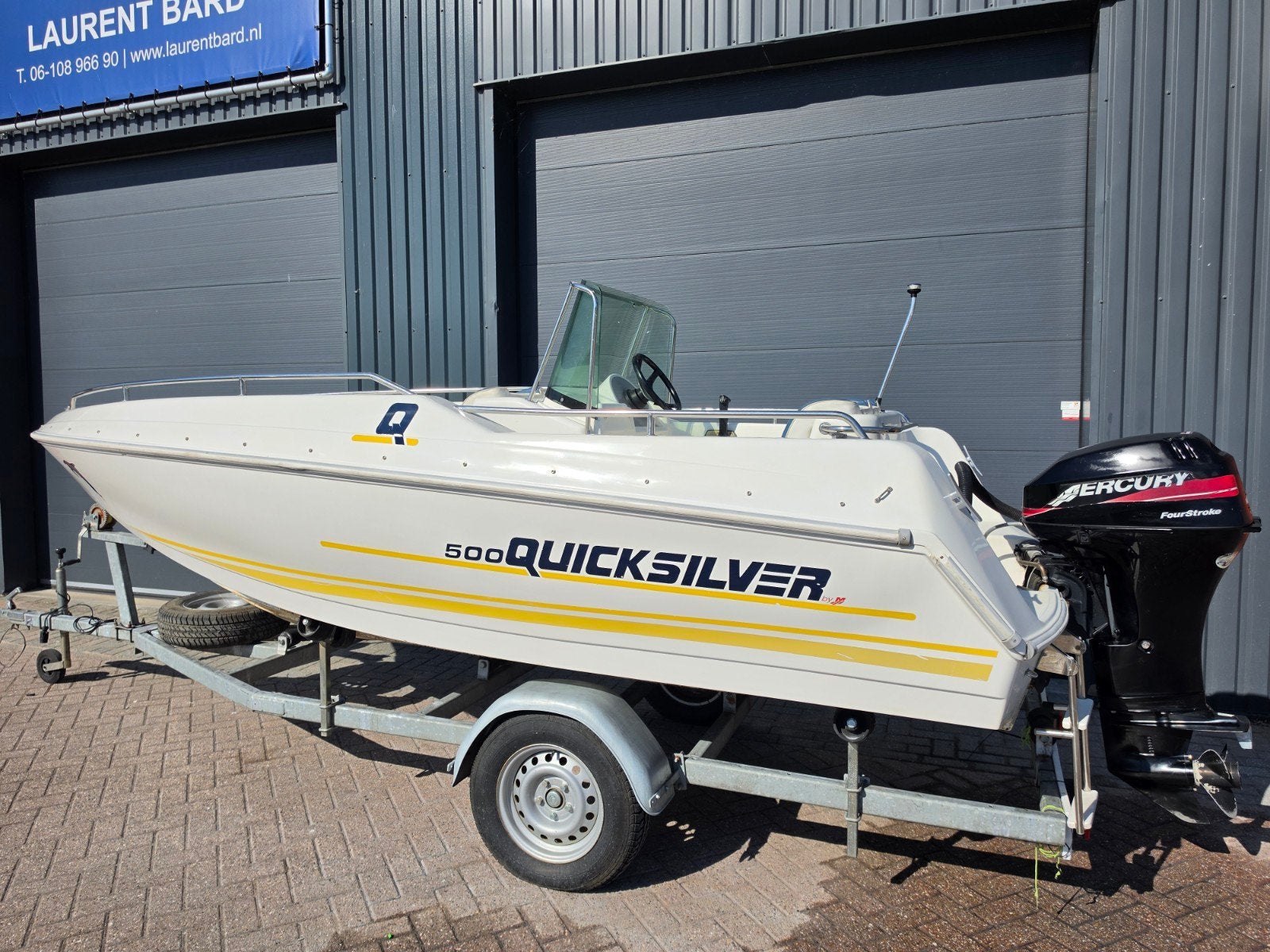 Prachtige Quicksilver 500 + Mercury 25PK 4 Takt + Trailer, 10 tot 30 pk, Gebruikt, Viertaktmotor, Ophalen of Verzenden