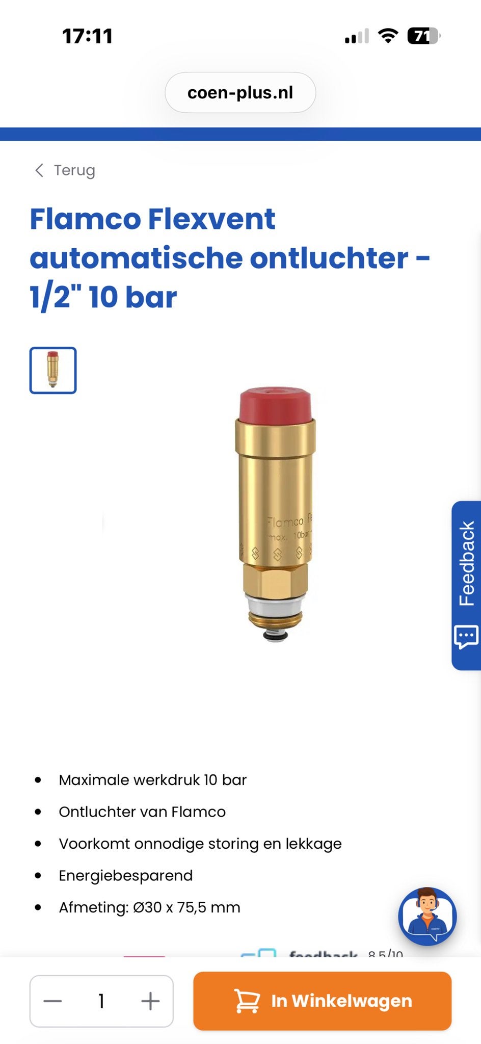 Flamco Flexvent automatische ontluchter 1/2" 10 bar, Minder dan 30 cm, Overige typen, Nieuw, Minder dan 60 cm